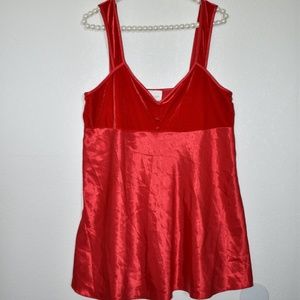 Vintage Red Velvet and Satin Nightie Chemise